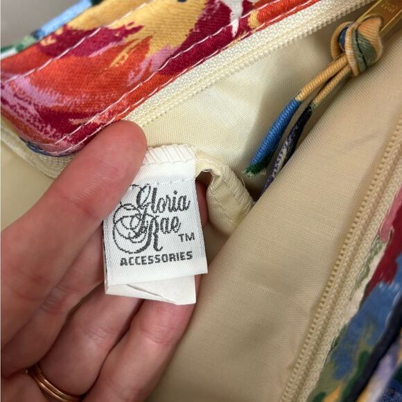 Vintage Made in USA Painted Floral Cottagecore Grandmacore Top-Zip Tote Bag - Picture 5 of 7